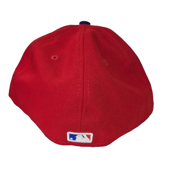 Texas Rangers Hat Cap Fitted Mens 7 3/4 Red Blue MLB Baseball New Era - Picture 2 of 8
